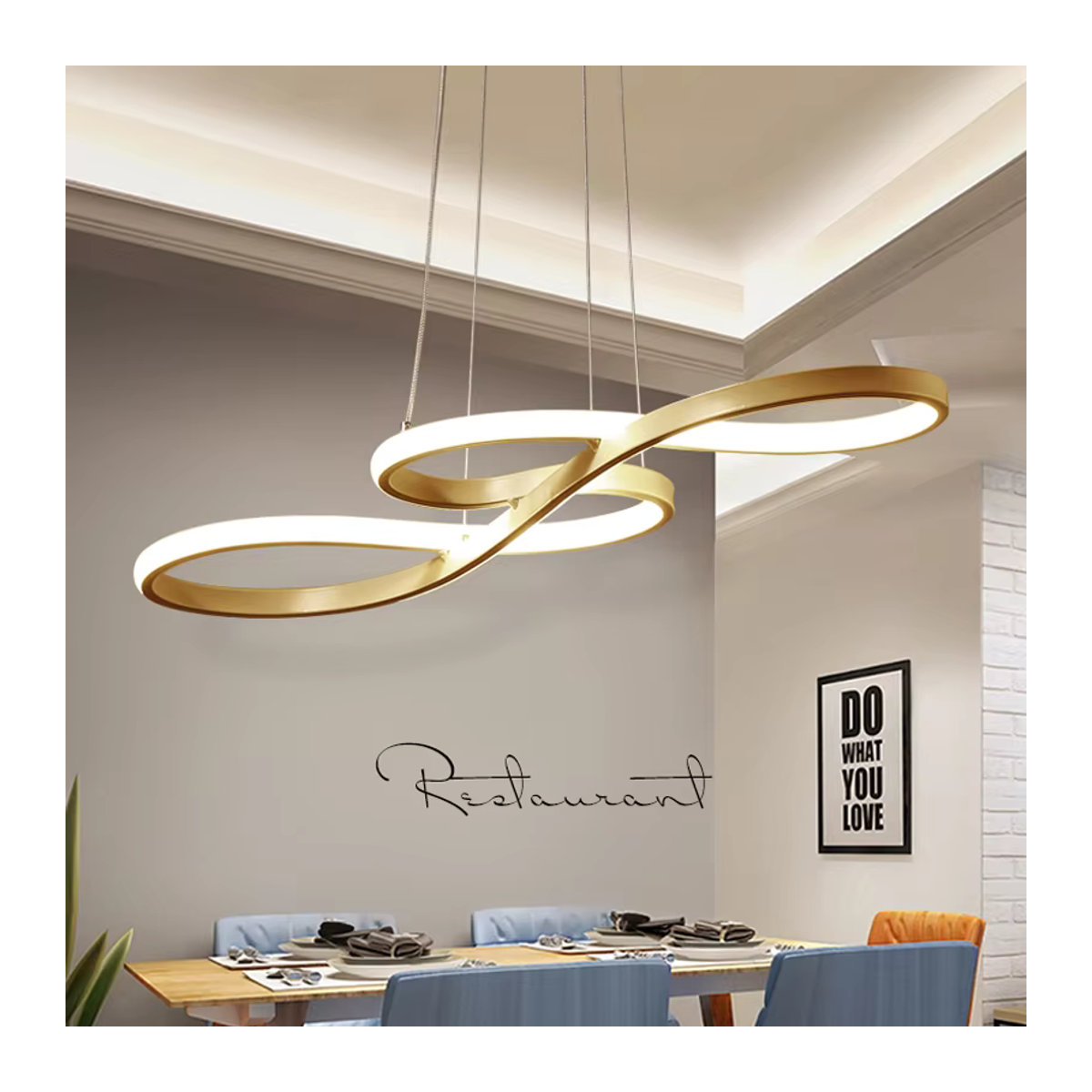 Moderne LED Pendelleuchte von ludengchaoshi in Weiß aus Metall mit Fernbedienung und Dimmfunktion für Küche, Bar und Esszimmer - Bild 2