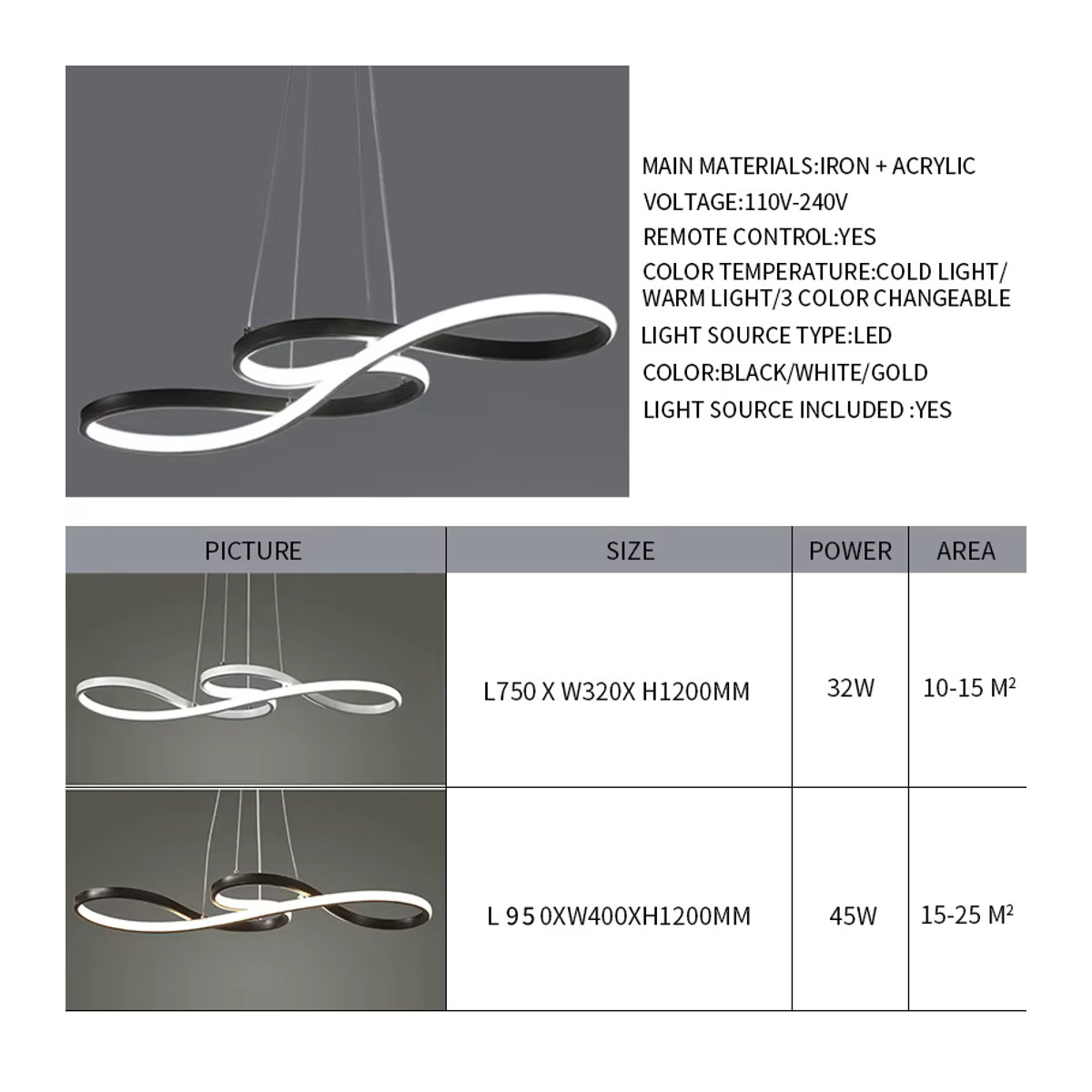 Moderne LED Pendelleuchte von ludengchaoshi in Weiß aus Metall mit Fernbedienung und Dimmfunktion für Küche, Bar und Esszimmer - Bild 5