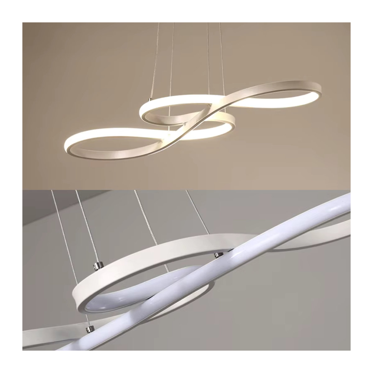 Moderne LED Pendelleuchte von ludengchaoshi in Weiß aus Metall mit Fernbedienung und Dimmfunktion für Küche, Bar und Esszimmer - Bild 6