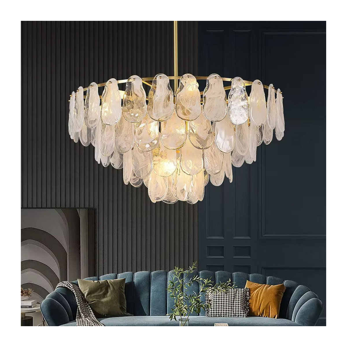 Moderne LED-Pendelleuchte von MZISOSOD aus Glas und Metall in Weiß und Silber - Bild 3