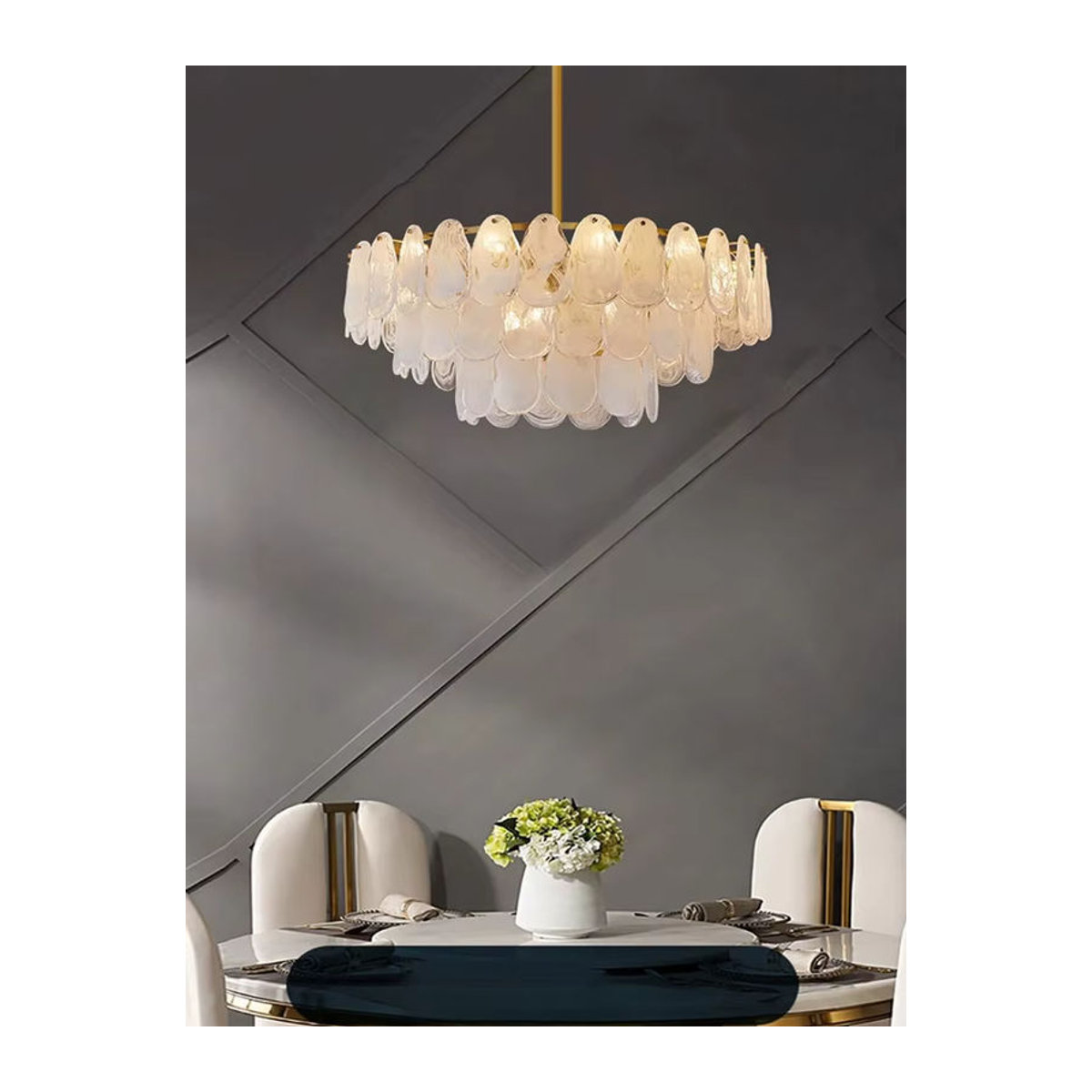 Moderne LED-Pendelleuchte von MZISOSOD aus Glas und Metall in Weiß und Silber - Bild 7