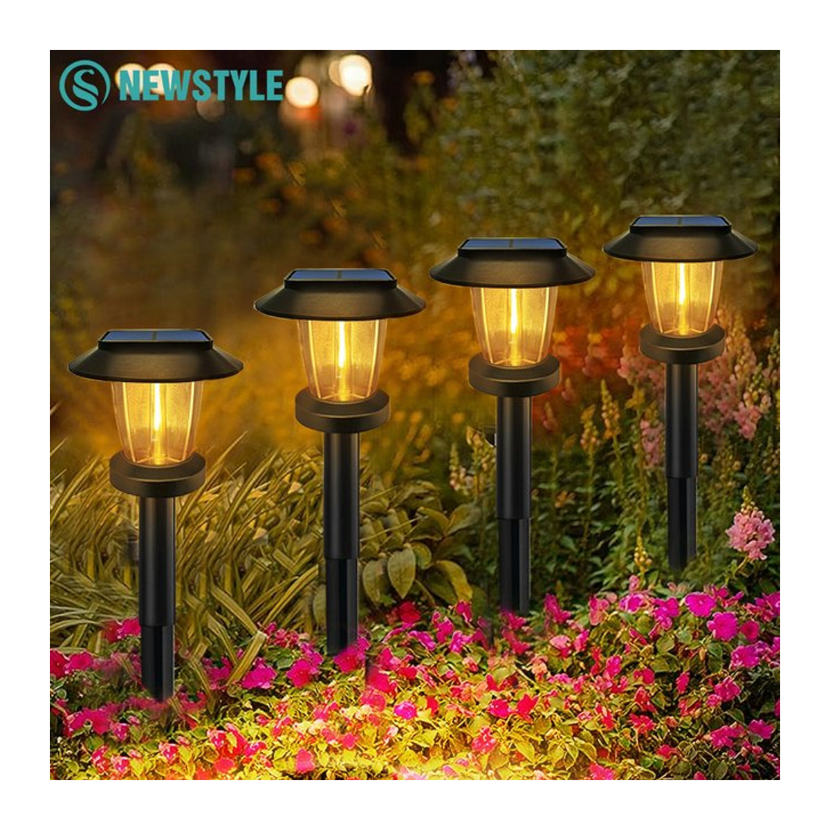 Moderne LED Solar-Wegeleuchte für den Außenbereich in Schwarz mit 3 Modi und wasserdichtem Design - Bild 1