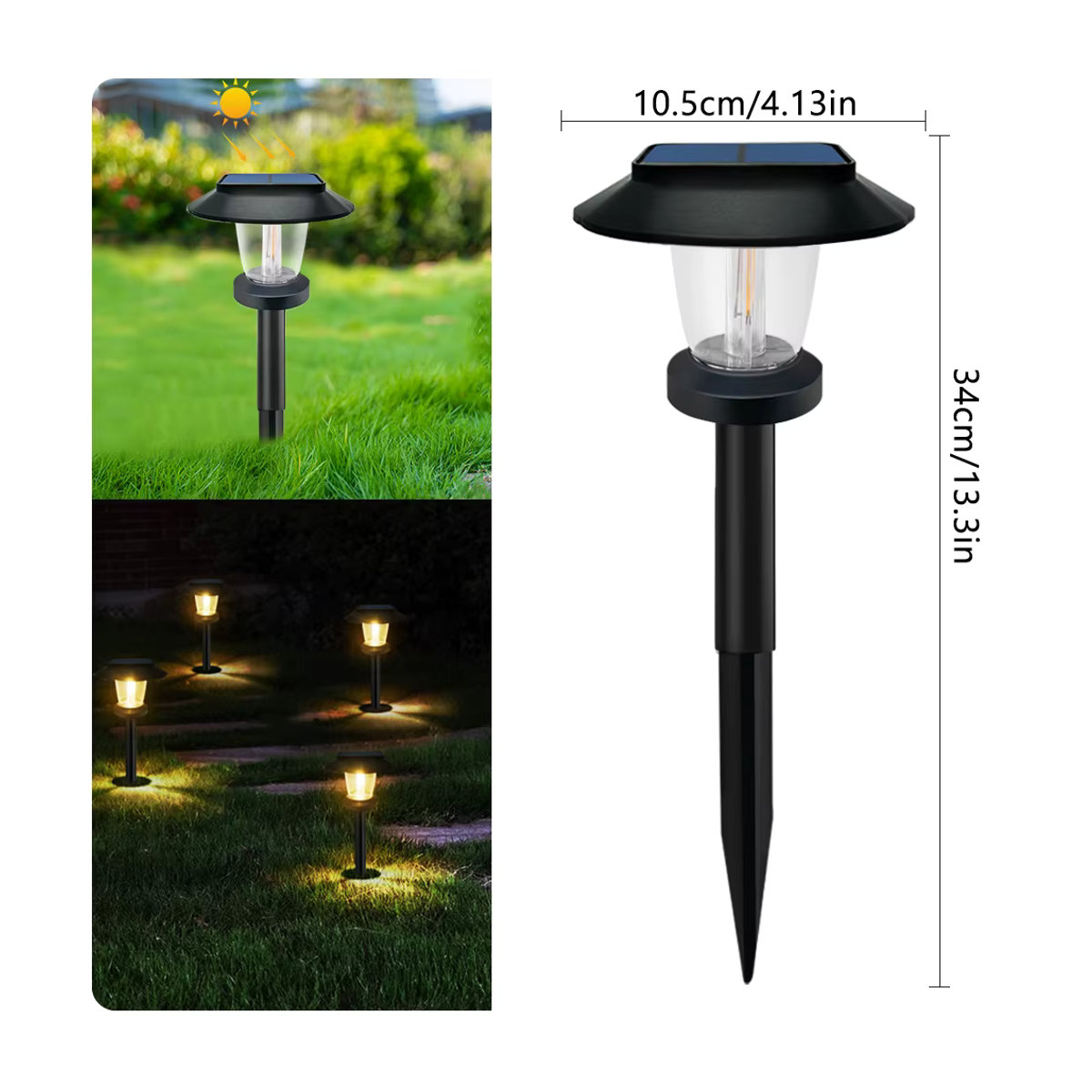 Moderne LED Solar-Wegeleuchte für den Außenbereich in Schwarz mit 3 Modi und wasserdichtem Design - Bild 7