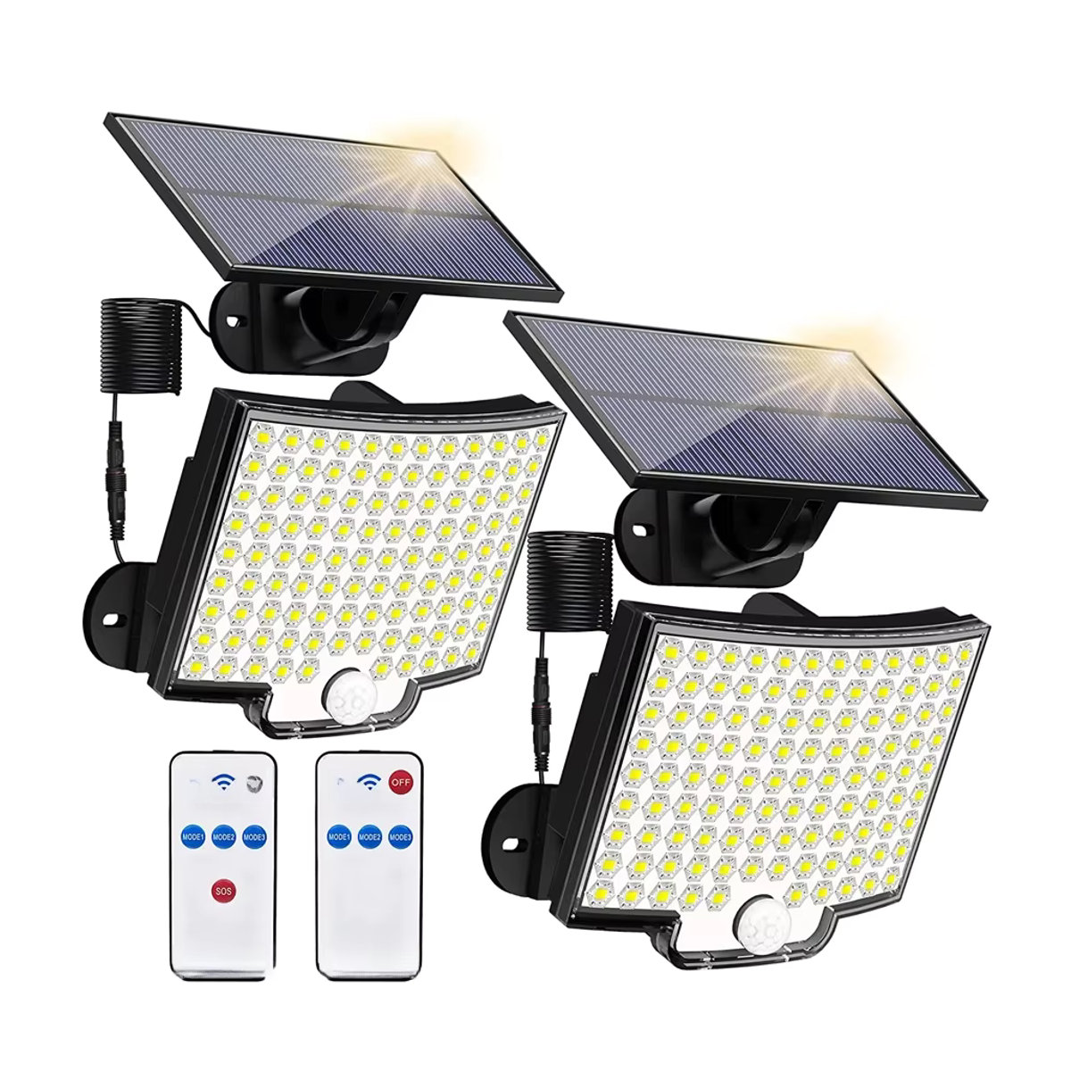 Moderne LED-Solarleuchte für den Außenbereich in Schwarz mit 328 LEDs, IP65 wasserdicht, Bewegungsmelder und 3 Modi - Bild 7
