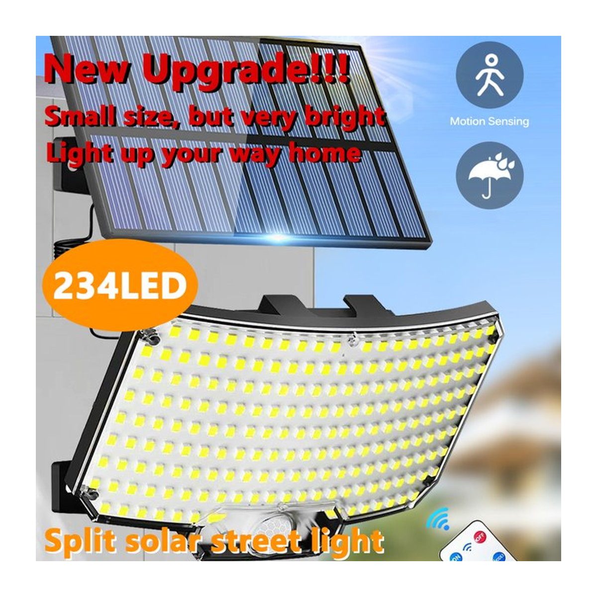 Moderne LED-Solarleuchte für den Außenbereich mit Bewegungsmelder und Fernbedienung, Schwarz - Bild 1