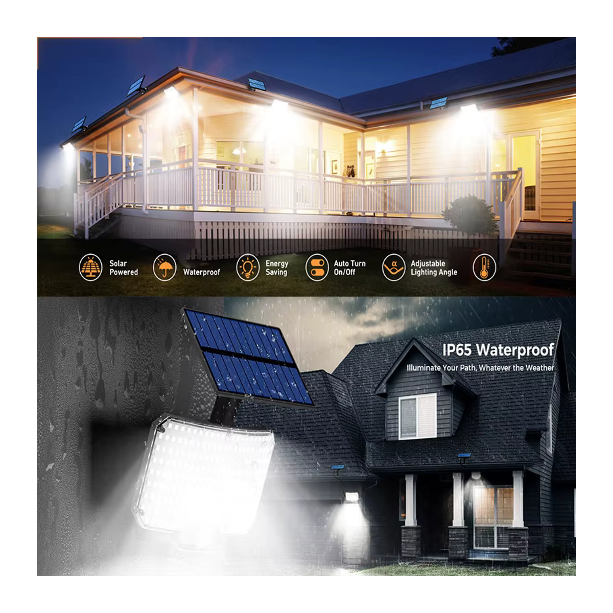 Moderne LED-Solarleuchte für den Außenbereich mit Bewegungsmelder und Fernbedienung, Schwarz - Bild 5
