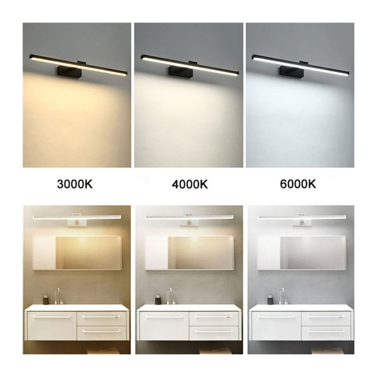 Moderne LED-Spiegelleuchte von Juntujw aus Edelstahl und Acryl in Schwarz - Bild 1