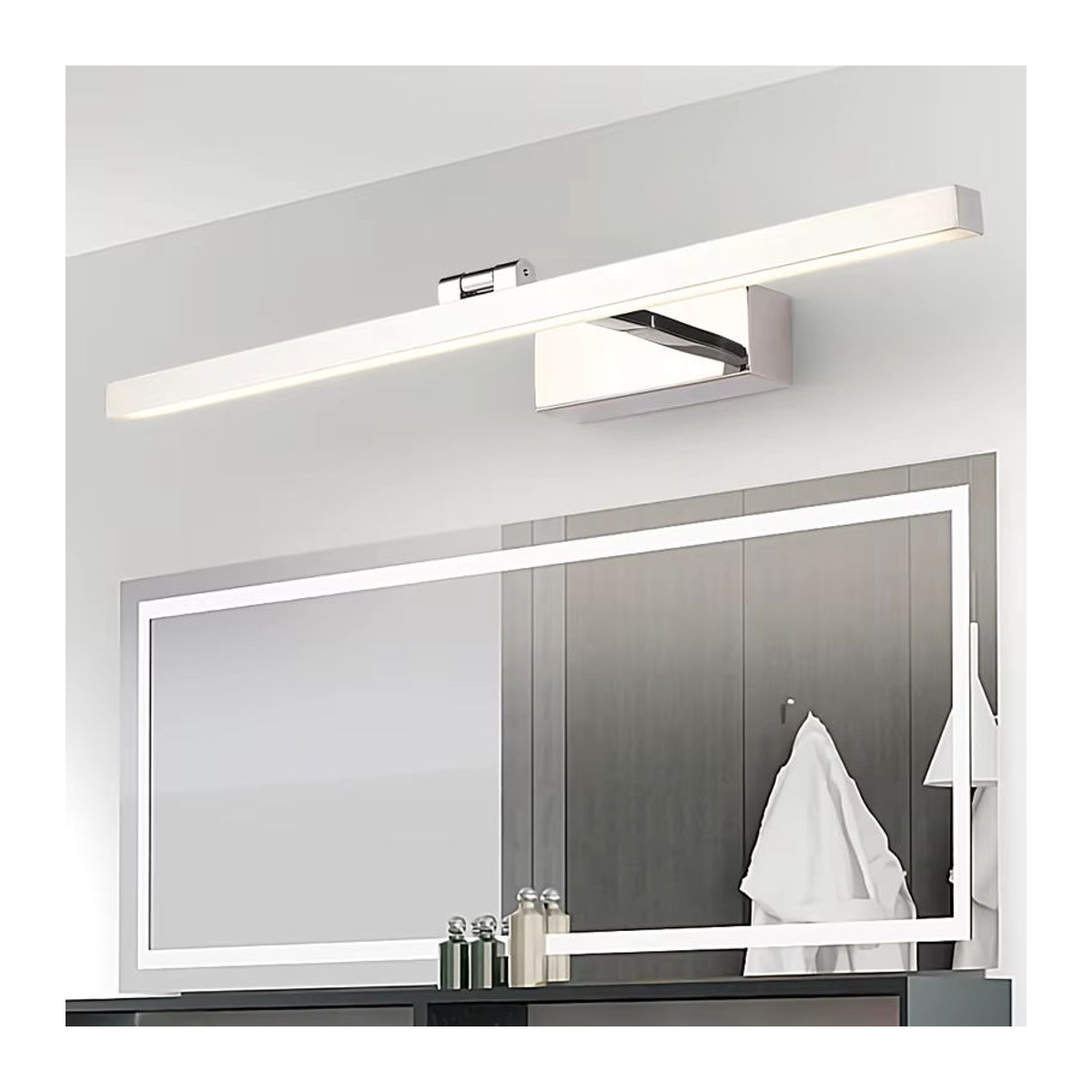 Moderne LED-Spiegelleuchte von Juntujw aus Edelstahl und Acryl in Schwarz - Bild 3