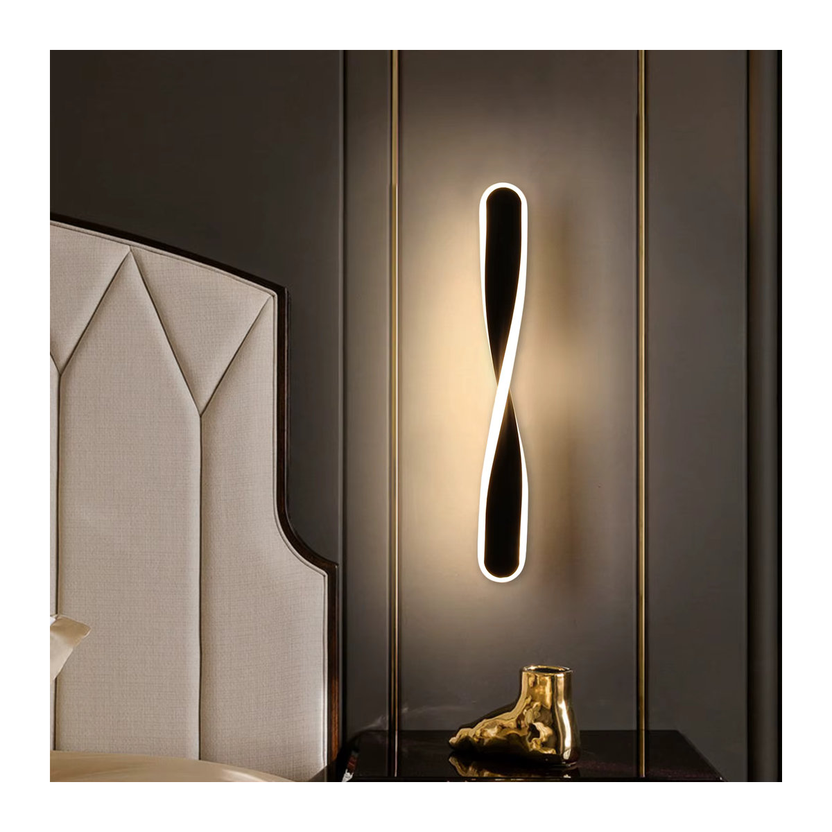 Moderne LED-Spiralwandleuchte aus Aluminium in Schwarz, 12W, Breite: 45 cm - Bild 2