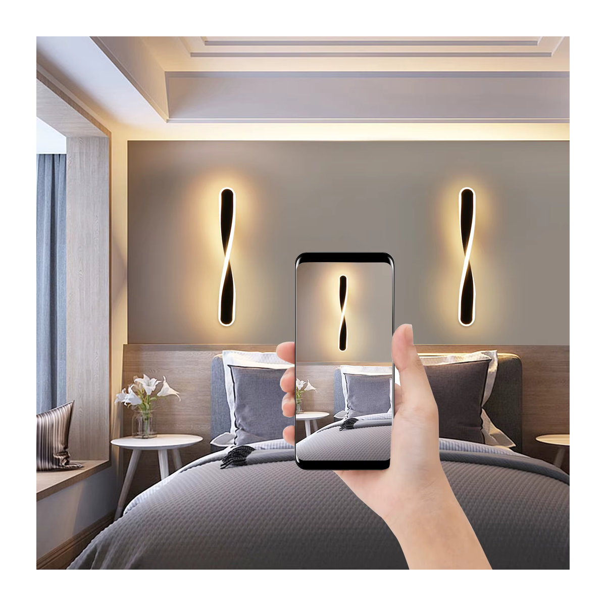 Moderne LED-Spiralwandleuchte aus Aluminium in Schwarz, 12W, Breite: 45 cm - Bild 3