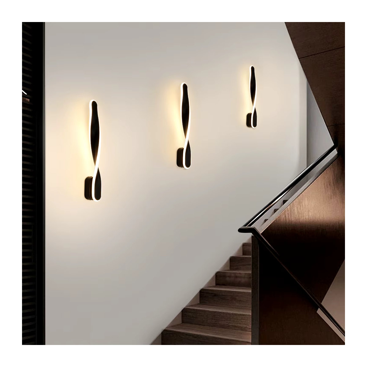 Moderne LED-Spiralwandleuchte aus Aluminium in Schwarz, 12W, Breite: 45 cm - Bild 4
