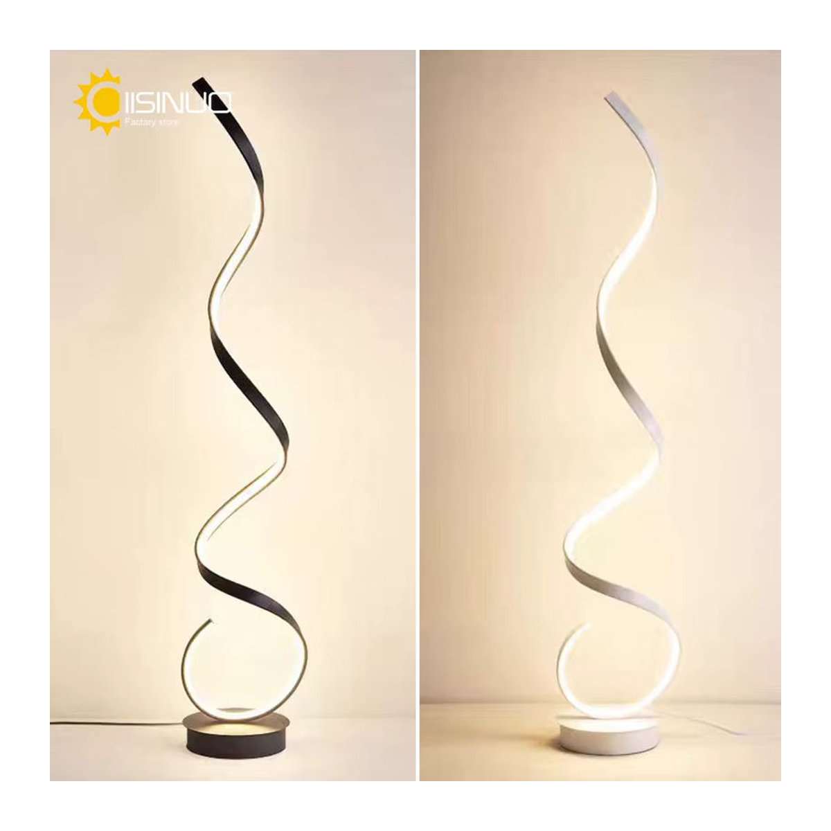 Moderne LED Streifen Stehlampe aus Aluminium von IISINUO als Leseleuchte für Wohnzimmer und Schlafzimmer in Schwarz oder Weiß - Bild 3