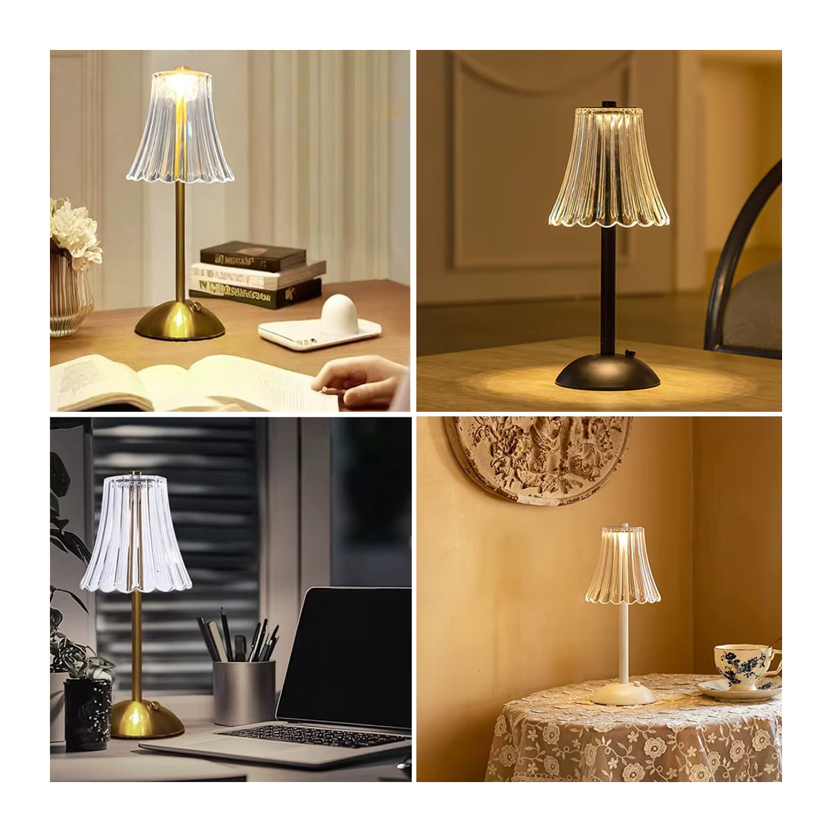 Moderne LED-Tischlampe aus Metall in Schwarz, USB wiederaufladbar mit Touch-Dimmung und 3 Lichtfarben, kabelloses Nachtlicht für Schlafzimmer und Nachttisch - Bild 5