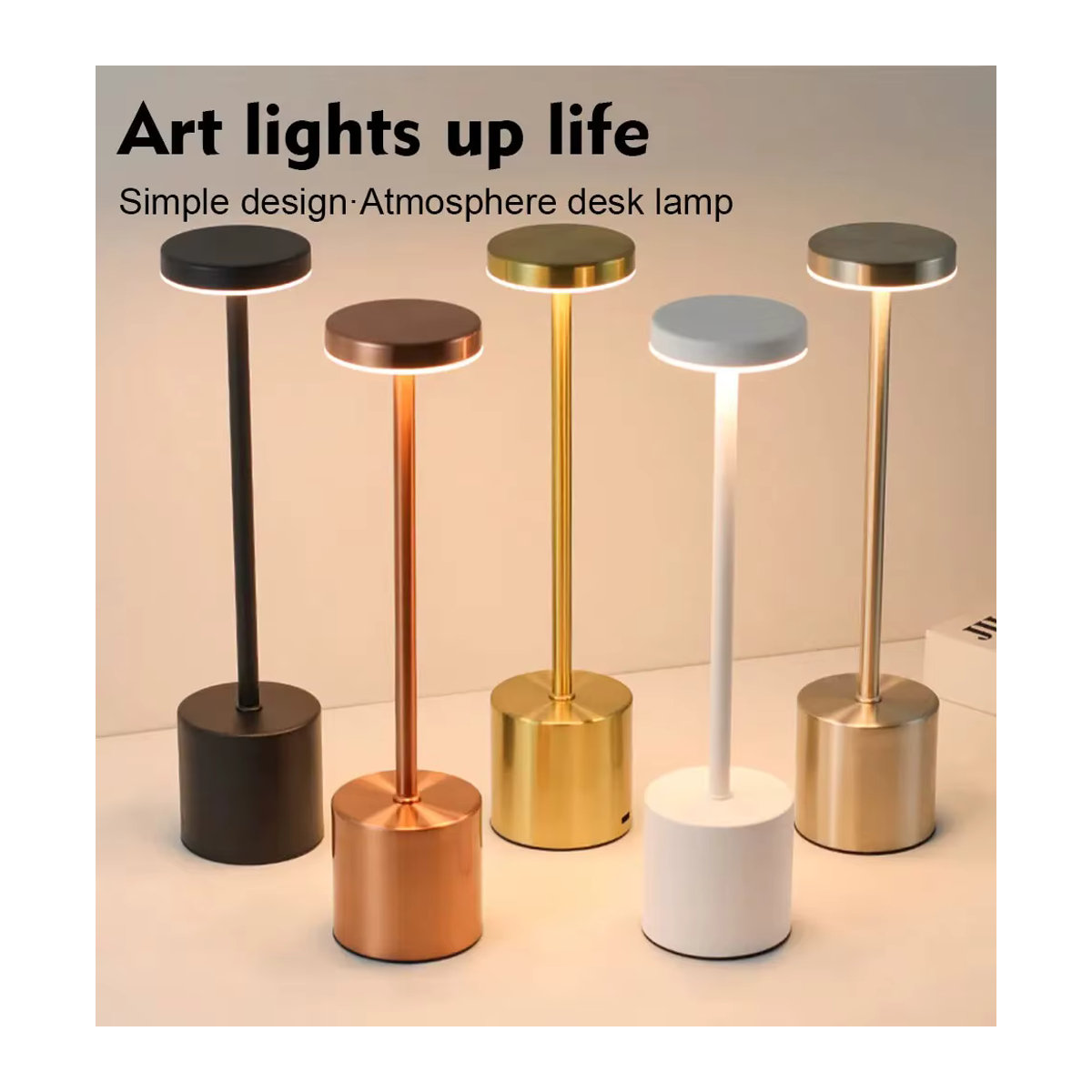 Moderne LED-Tischlampe aus Metall in Silber mit Touch-Sensor und 3 Lichtfarben, wiederaufladbar - Bild 4