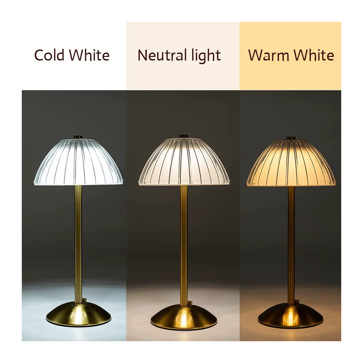 Moderne LED-Tischlampe aus Metall, kabellose und dimmbare Leselampe mit Touch-Sensor - Bild 3
