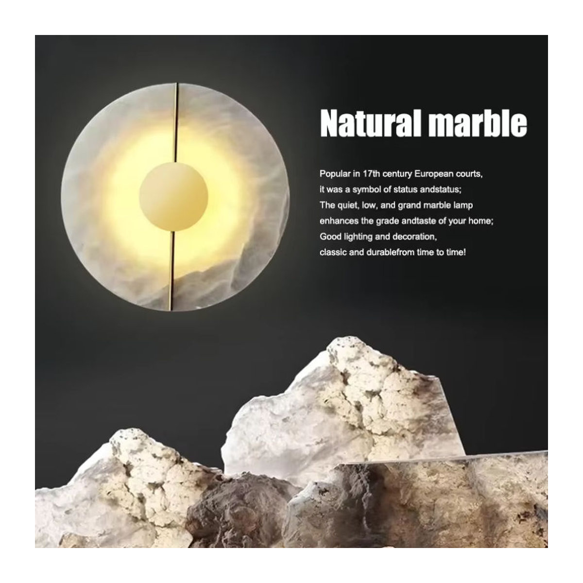 Moderne LED Wandlampe aus Marmor und Stein in Gold und Kupfer für dein Wohnzimmer oder Schlafzimmer - Bild 3