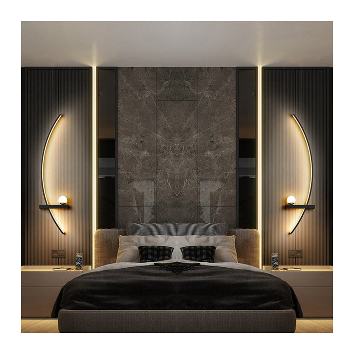 Moderne LED-Wandlampe von CETANT aus Aluminium in Schwarz für Wohnzimmer, Schlafzimmer und Treppenhaus - Bild 1
