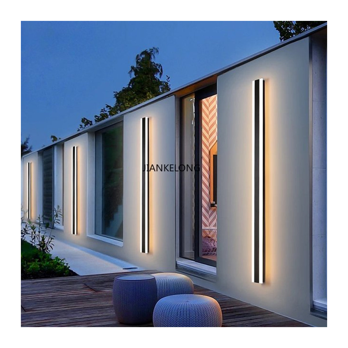 Moderne LED-Wandleuchte aus Aluminium von JIANKEXING in Schwarz, wasserdicht IP65 für Außenbereich - Bild 1