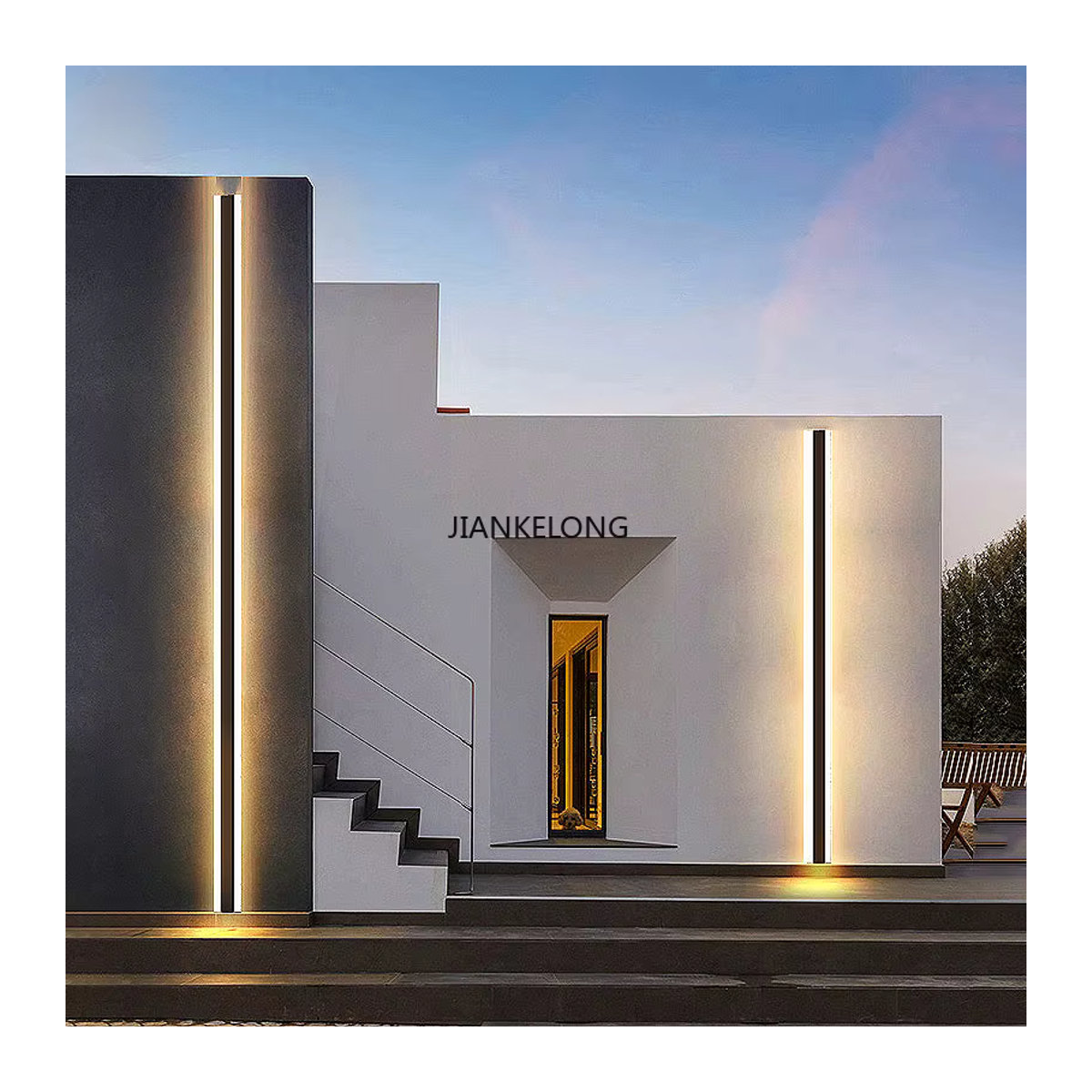 Moderne LED-Wandleuchte aus Aluminium von JIANKEXING in Schwarz, wasserdicht IP65 für Außenbereich - Bild 3