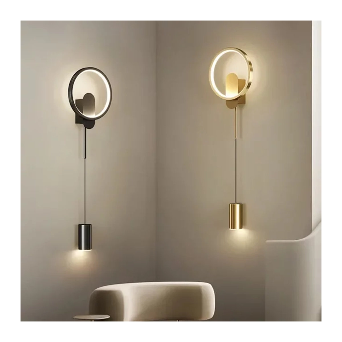 Moderne LED-Wandleuchte aus Metall von DAMIASMIL in Schwarz-Gold - Bild 1