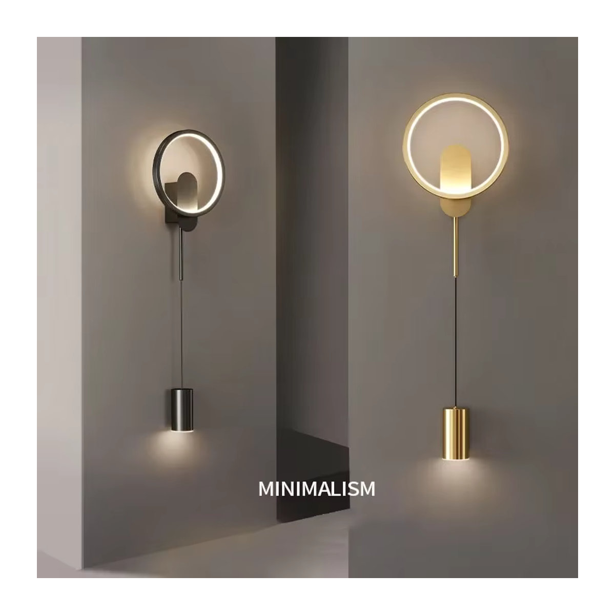 Moderne LED-Wandleuchte aus Metall von DAMIASMIL in Schwarz-Gold - Bild 2