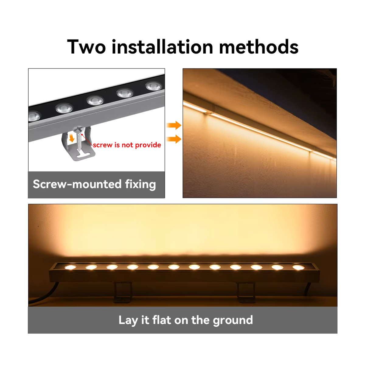 Moderne LED Wandleuchte Außen in Silber aus Aluminium, Warmweiß 3000K, IP65, B: 100 cm, H: 50 cm - Bild 2