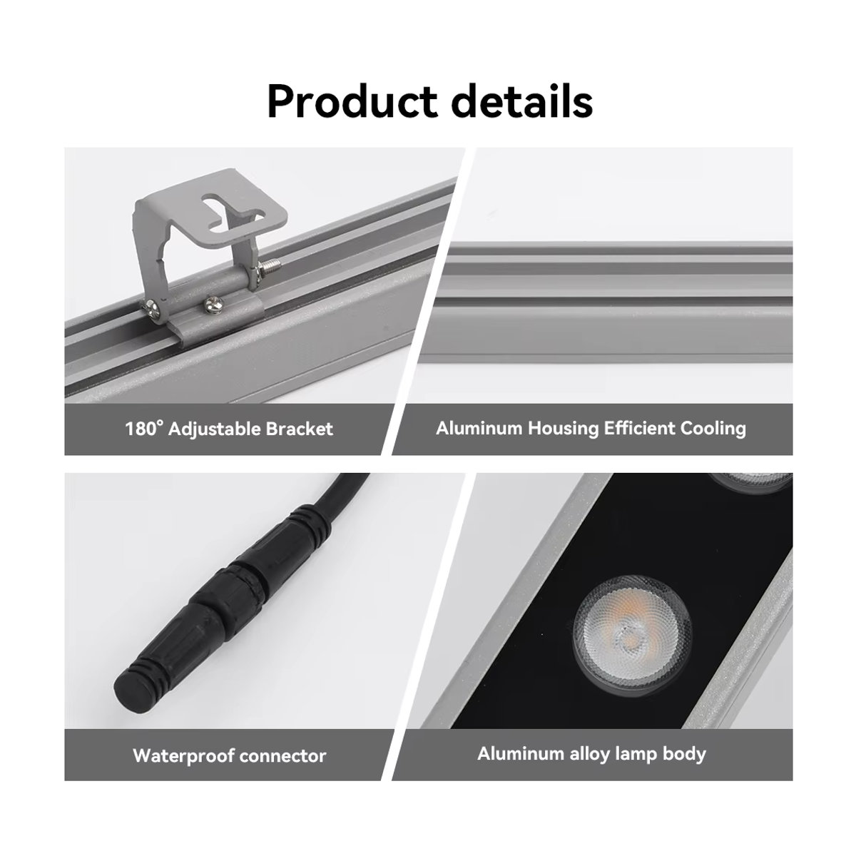Moderne LED Wandleuchte Außen in Silber aus Aluminium, Warmweiß 3000K, IP65, B: 100 cm, H: 50 cm - Bild 5