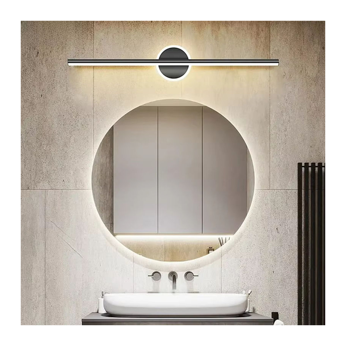 Moderne LED-Wandleuchte CETANT in Schwarz aus Aluminium für Badezimmer und Schminktisch - Bild 4