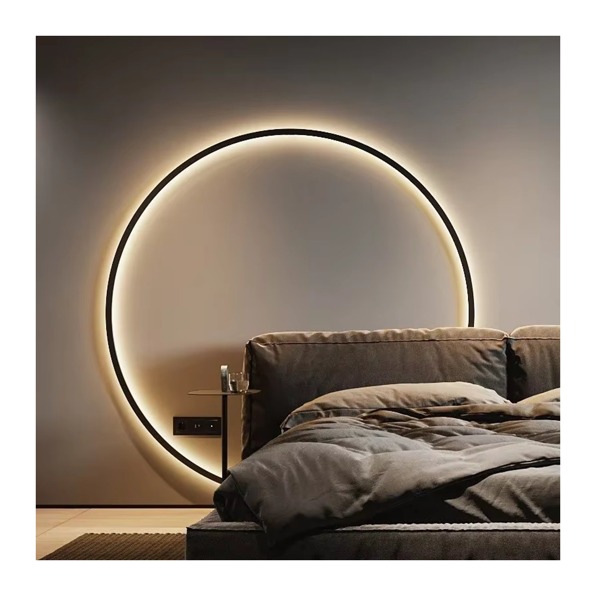 Moderne LED-Wandleuchte CETANT in Schwarz mit dreifarbiger Beleuchtung und kreisförmigem Design für Wohnzimmer und Schlafzimmer - Bild 2