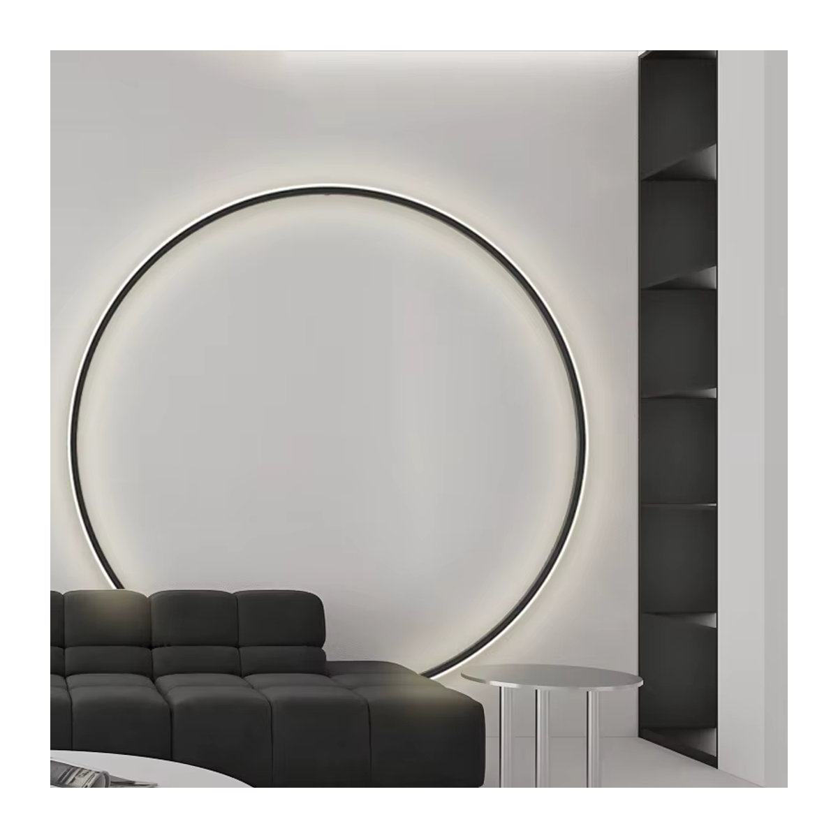 Moderne LED-Wandleuchte CETANT in Schwarz mit dreifarbiger Beleuchtung und kreisförmigem Design für Wohnzimmer und Schlafzimmer - Bild 3