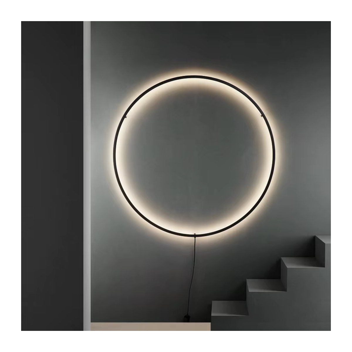 Moderne LED-Wandleuchte CETANT in Schwarz mit dreifarbiger Beleuchtung und kreisförmigem Design für Wohnzimmer und Schlafzimmer - Bild 4