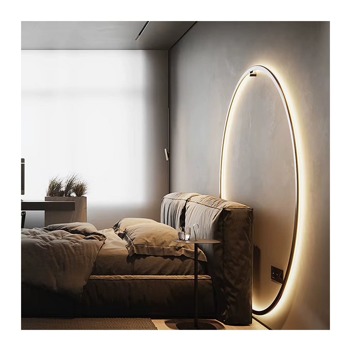 Moderne LED-Wandleuchte CETANT in Schwarz mit dreifarbiger Beleuchtung und kreisförmigem Design für Wohnzimmer und Schlafzimmer - Bild 5