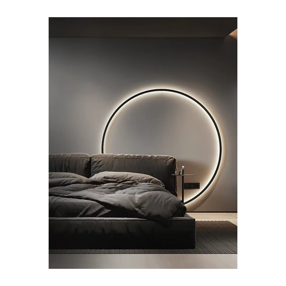 Moderne LED-Wandleuchte CETANT in Schwarz mit dreifarbiger Beleuchtung und kreisförmigem Design für Wohnzimmer und Schlafzimmer - Bild 7