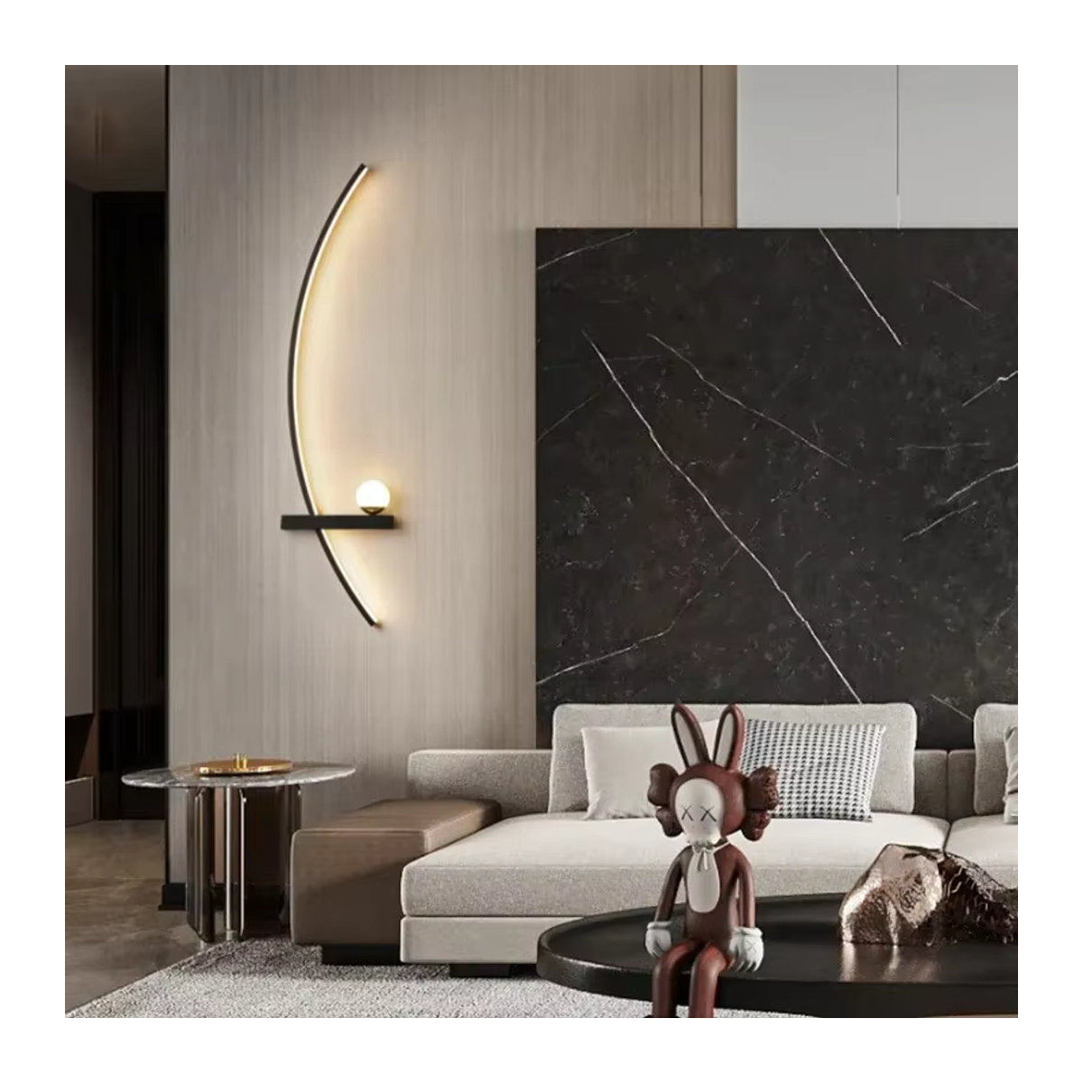 Moderne LED Wandleuchte DARHYN in Schwarz mit warmweißem Licht für Wohnzimmer, Schlafzimmer und Flur - Bild 2