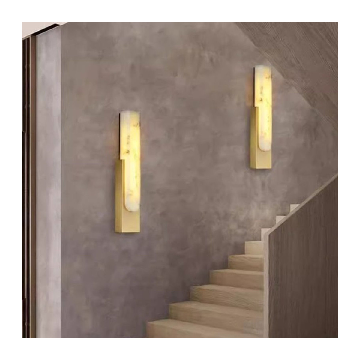 Moderne LED Wandleuchte im skandinavischen Design aus Marmor und Metall in Grau - Bild 1