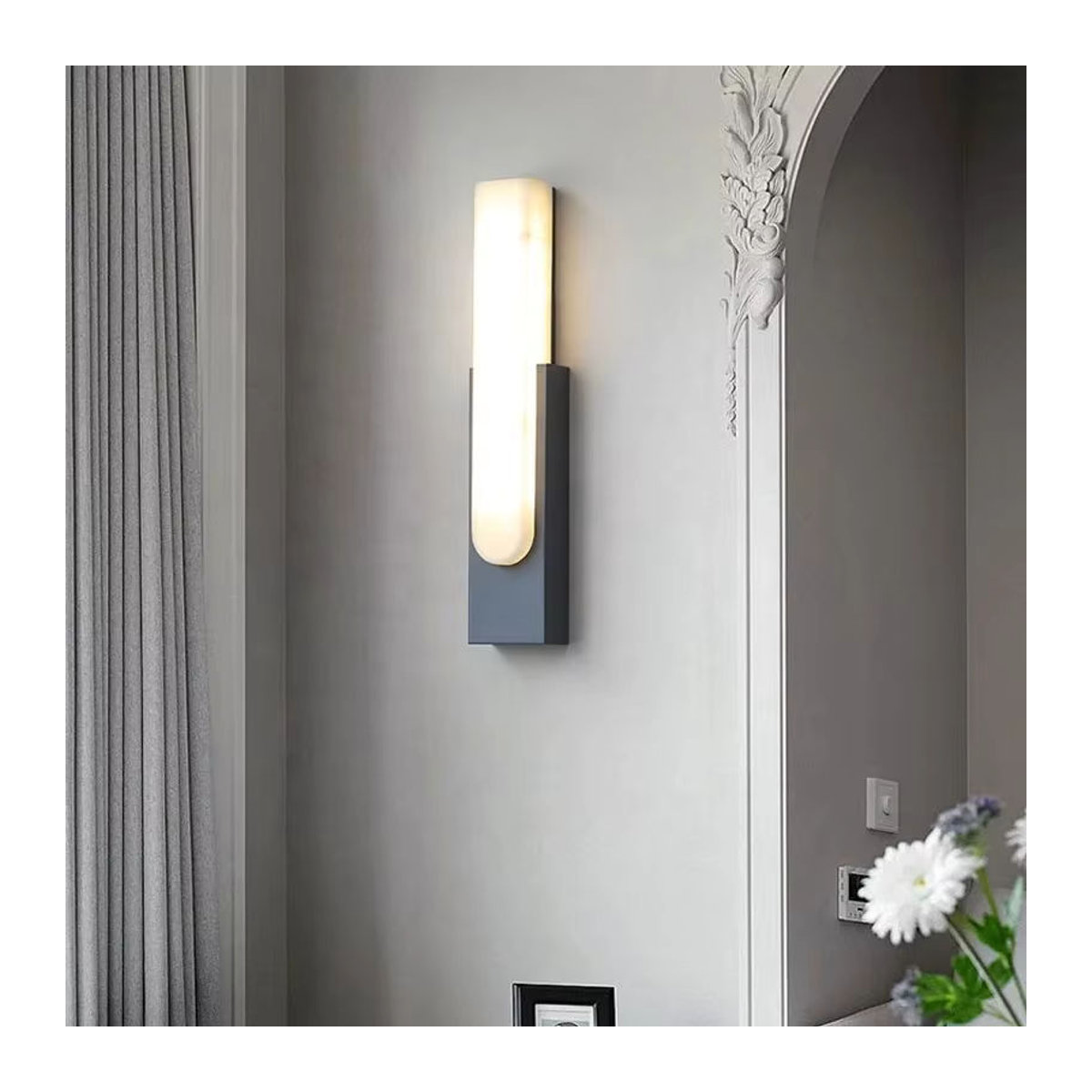 Moderne LED Wandleuchte im skandinavischen Design aus Marmor und Metall in Grau - Bild 2