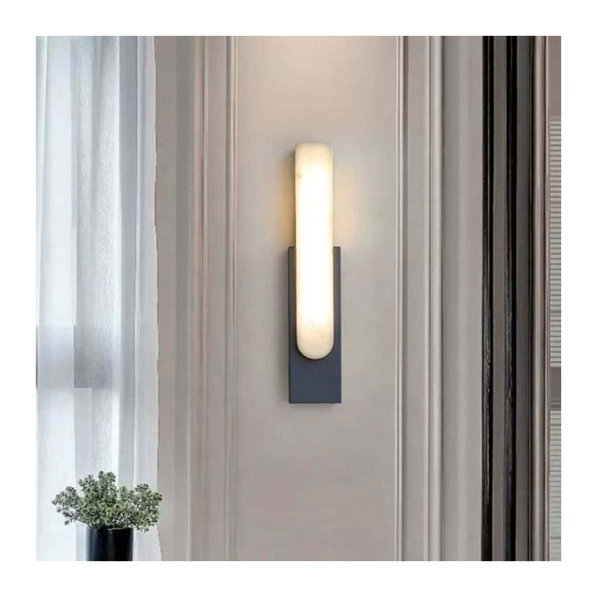 Moderne LED Wandleuchte im skandinavischen Design aus Marmor und Metall in Grau - Bild 3