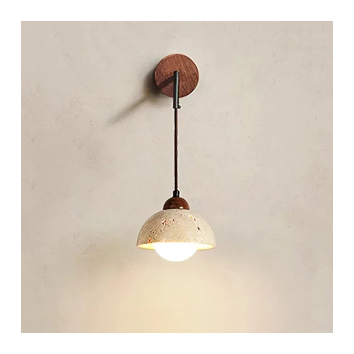 Moderne LED Wandleuchte im Wabi Sabi Stil aus Naturstein Pumous in Beige, Warmweißes Licht für dein Zuhause, B: 18 cm, H: 15 cm - Bild 1