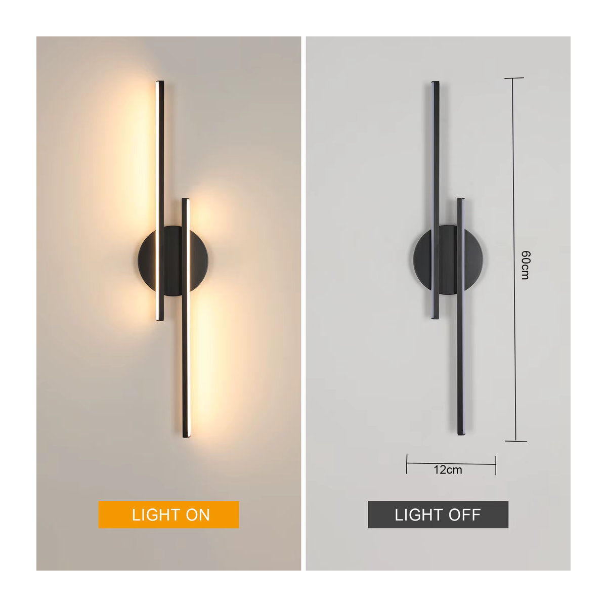 Moderne LED-Wandleuchte in Schwarz mit 24 W und warmweißem Licht (3000 K) - Bild 2