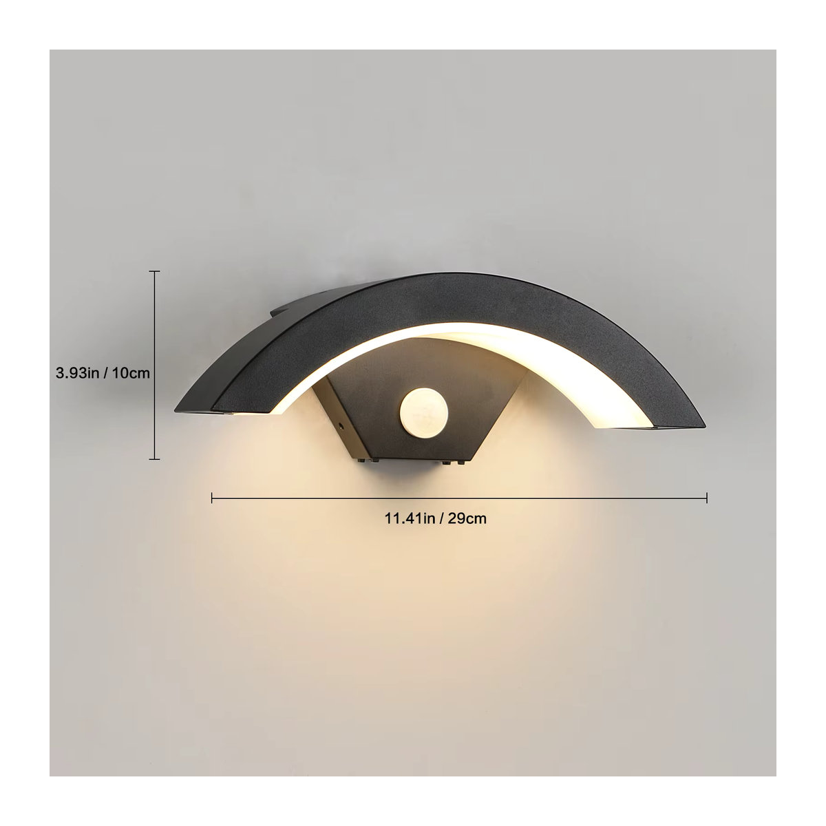 Moderne LED Wandleuchte in Schwarz mit Bewegungsmelder und warmweißem Licht (24 W) für Innen- und Außenbereich - Bild 2