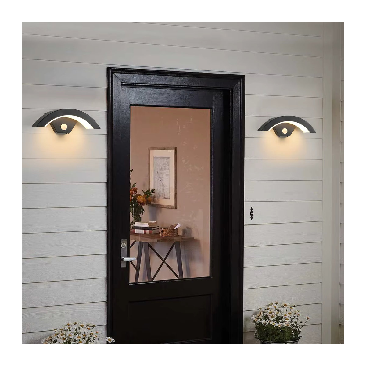 Moderne LED Wandleuchte in Schwarz mit Bewegungsmelder und warmweißem Licht (24 W) für Innen- und Außenbereich - Bild 4