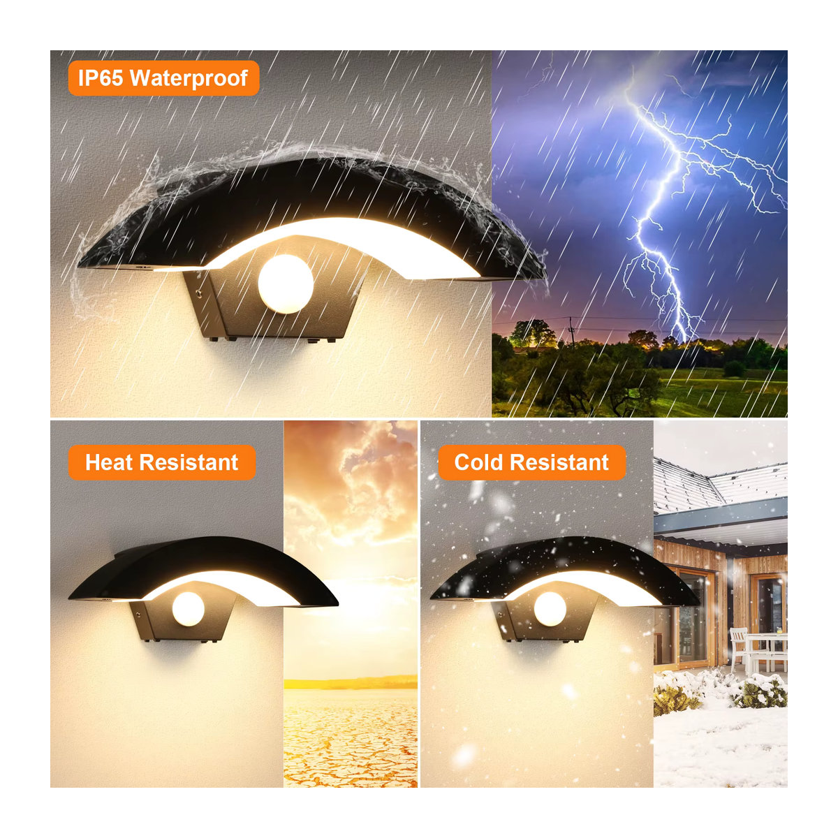 Moderne LED Wandleuchte in Schwarz mit Bewegungsmelder und warmweißem Licht (24 W) für Innen- und Außenbereich - Bild 6