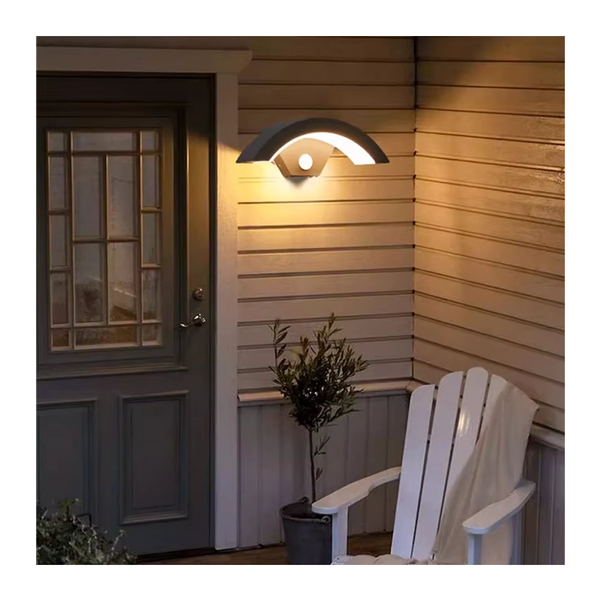 Moderne LED Wandleuchte von lyfs in Schwarz mit Bewegungssensor und wasserdichtem Design für Garten, Balkon und Außenbereich - Bild 2
