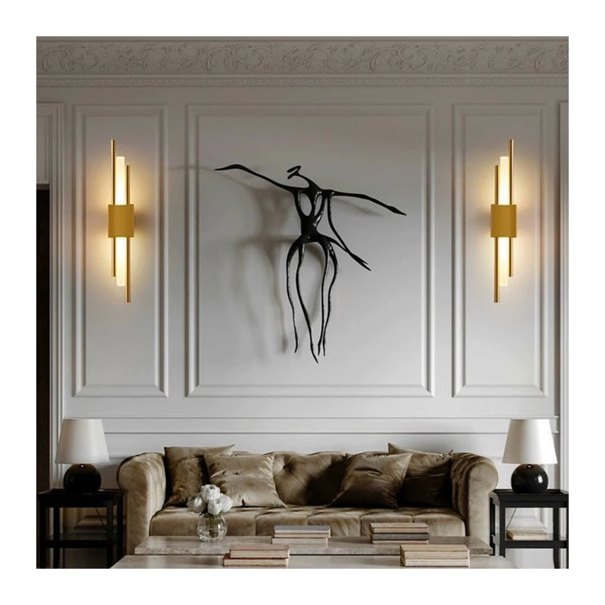 Moderne LED Wandleuchte von Timebus aus Metall und Acryl in Schwarz und Messing Gold - Bild 1