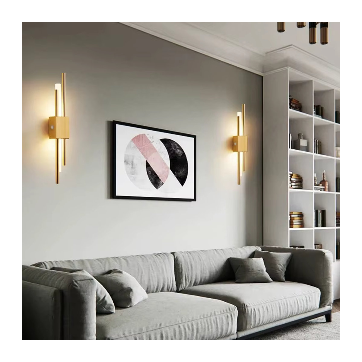 Moderne LED Wandleuchte von Timebus aus Metall und Acryl in Schwarz und Messing Gold - Bild 2
