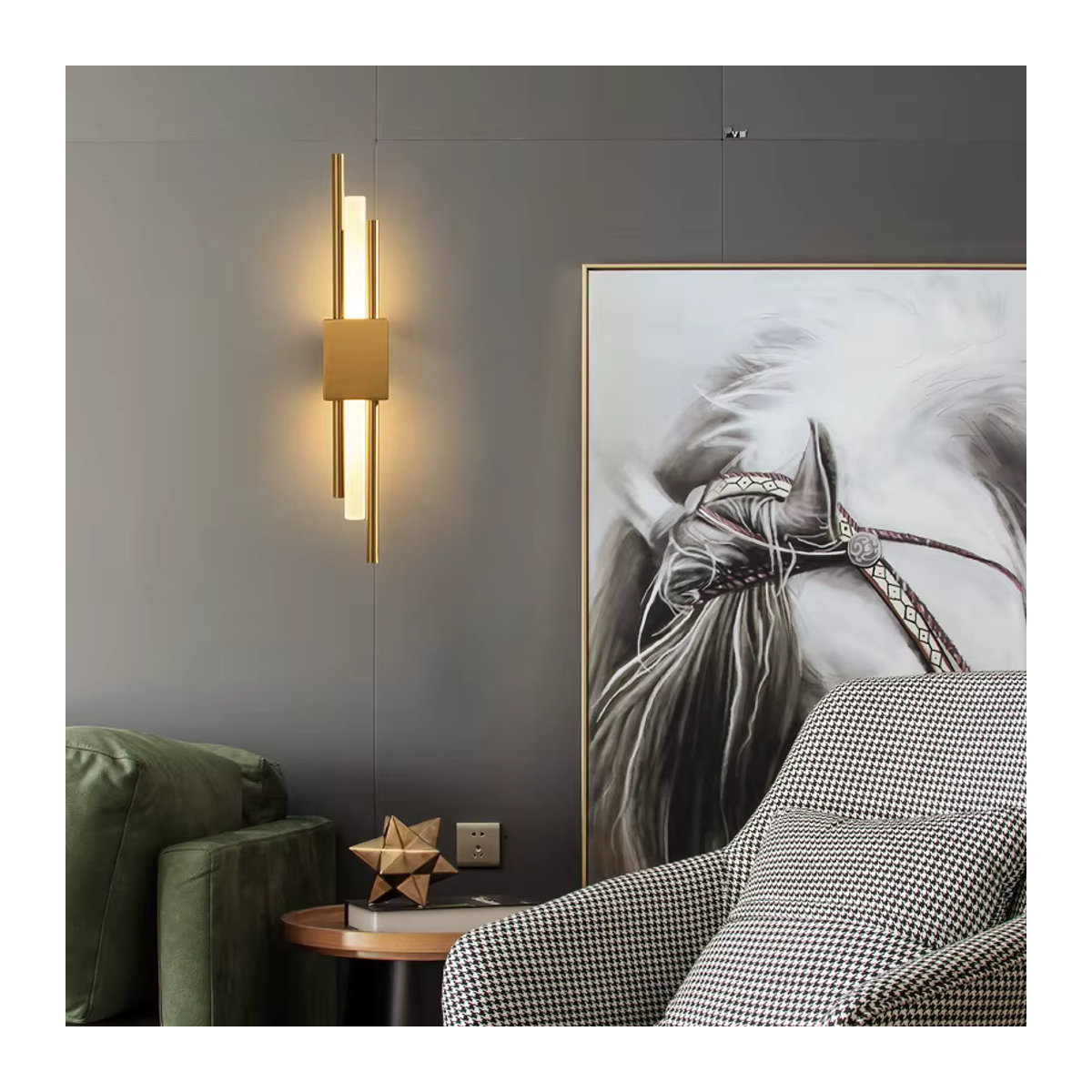 Moderne LED Wandleuchte von Timebus aus Metall und Acryl in Schwarz und Messing Gold - Bild 3