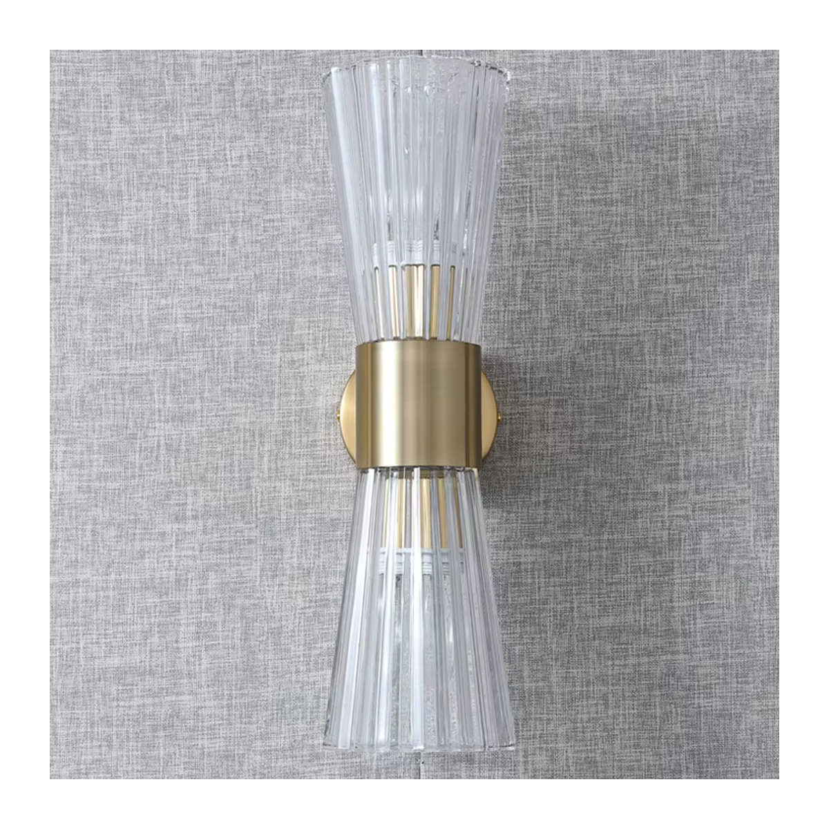Moderne LED-Wandleuchte von Timebus in Gold mit Glaselementen für Wohnzimmer und Schlafzimmer - Bild 4