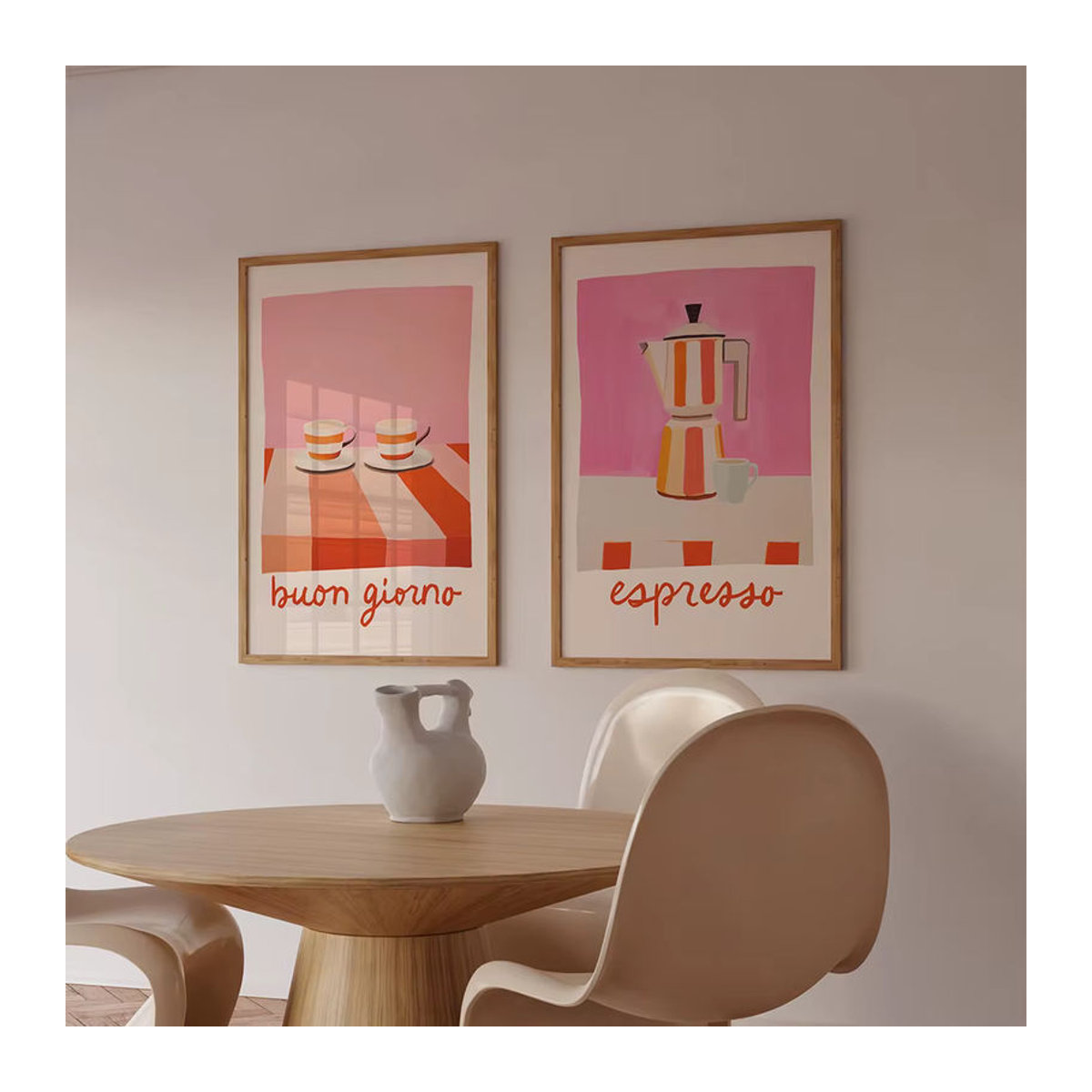 Moderne Leinwand mit italienischen Espresso Zitaten und Moka Topf als Wandkunst für deine Küche oder dein Café, mehrfarbig - Bild 2
