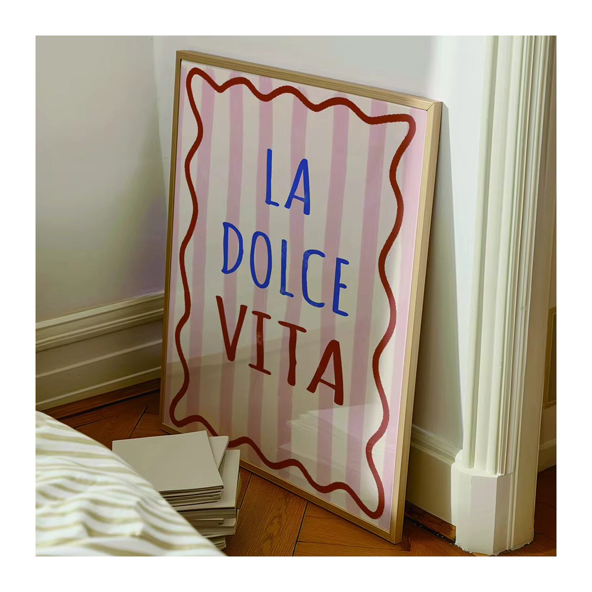 Moderne Leinwand mit La Dolce Vita Typografie in Rosa für deine Wandgestaltung - Bild 2