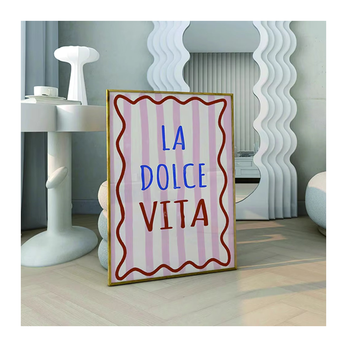 Moderne Leinwand mit La Dolce Vita Typografie in Rosa für deine Wandgestaltung - Bild 4